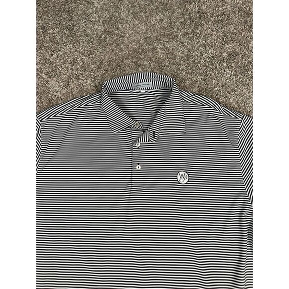Peter Millar Summer Comfort Men’s XL Hemlock Performance Polo White/Black Stripe - Picture 4 of 10